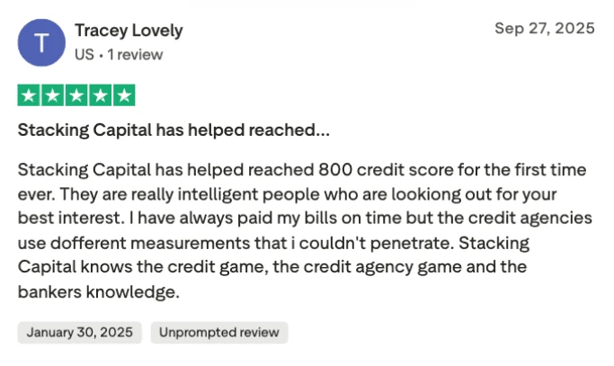 Verified Trustpilot review