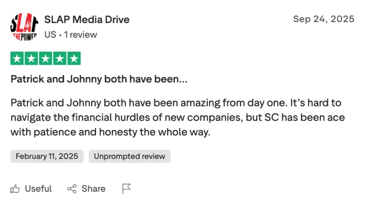 Verified Trustpilot review