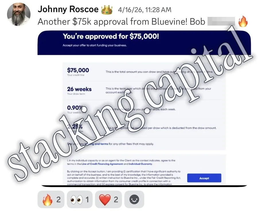 Bluevine · Line of credit · $75,000