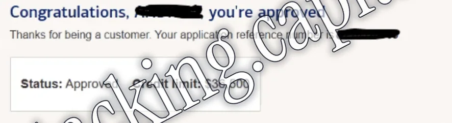 Approved · Credit limit · $36,500