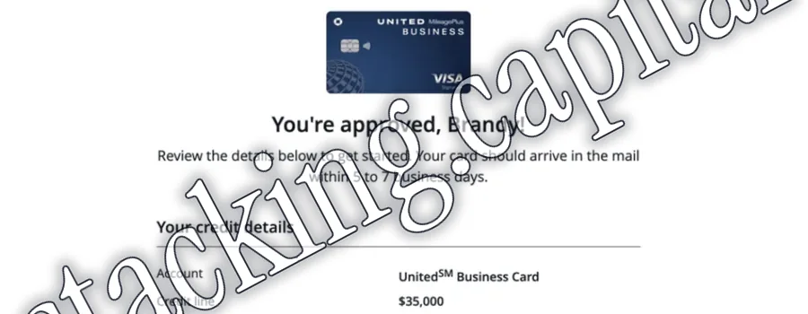 United Business Card · Credit line at issue · $35,000