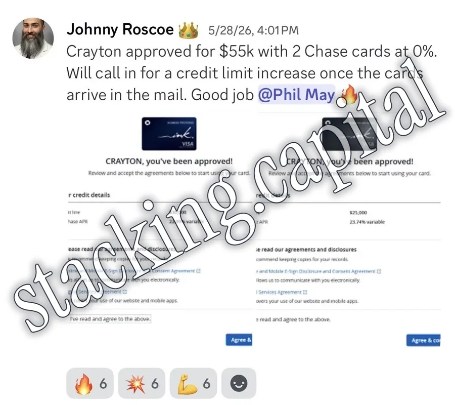 Two Chase cards at 0% · $55,000