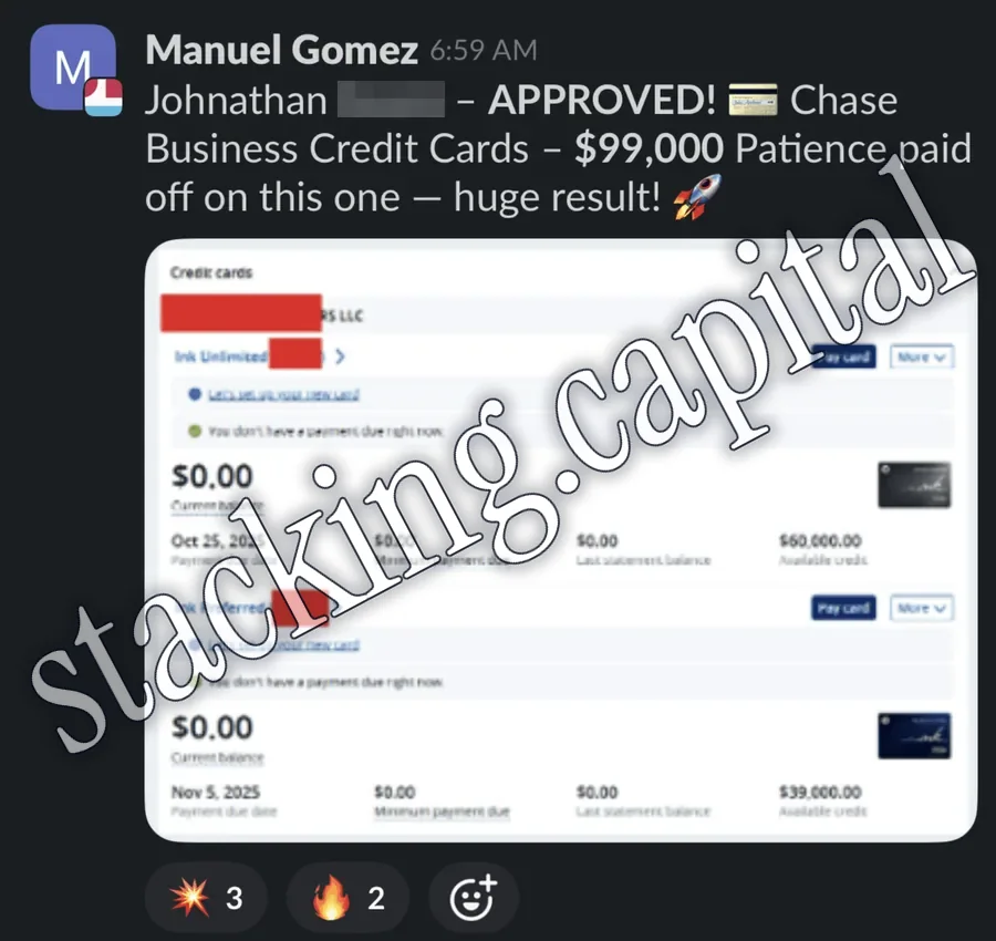 Two Chase business cards at 0% · $99,000