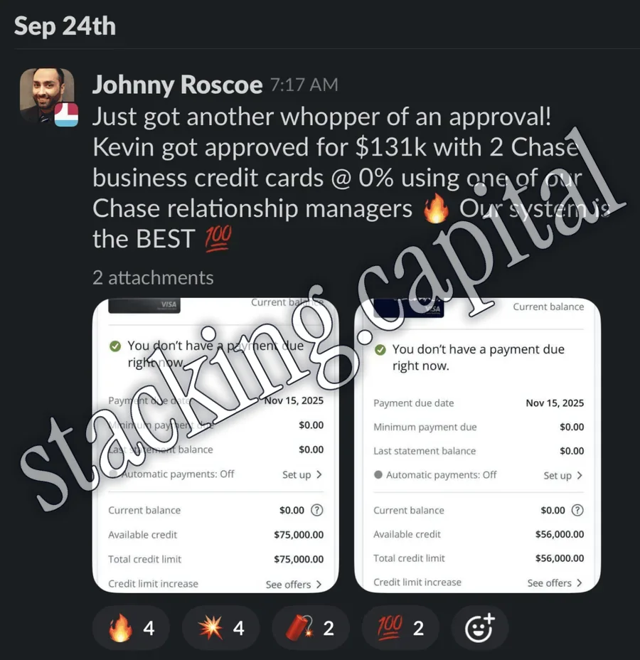 Two Chase business cards at 0% · $131,000