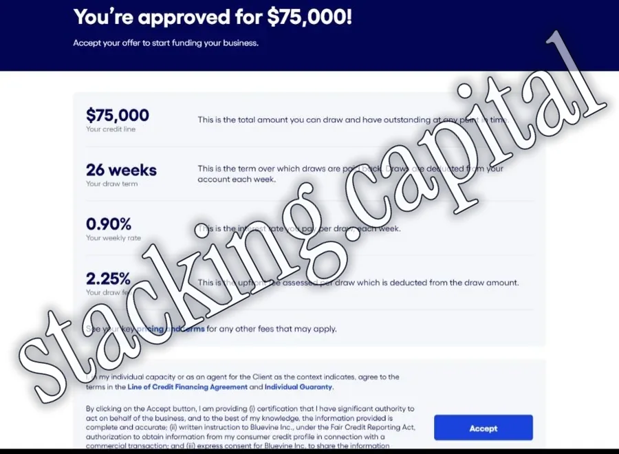 Bluevine · Approval · $75,000