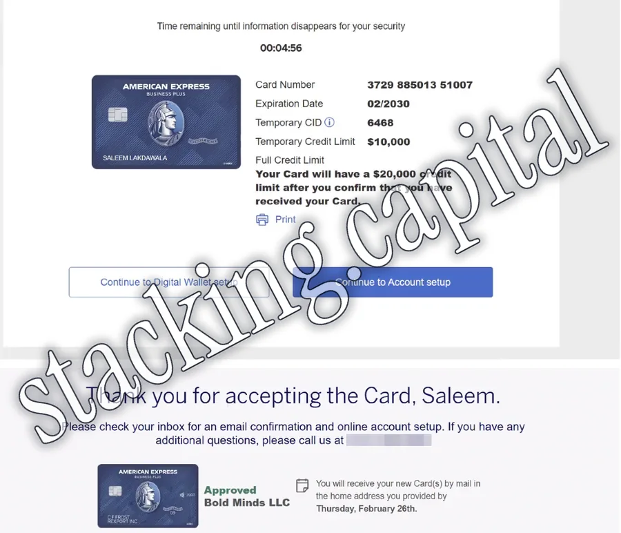 American Express · Approval · $20,000