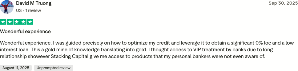 Verified Trustpilot review