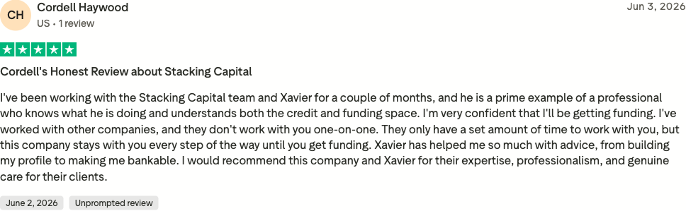 Verified Trustpilot review