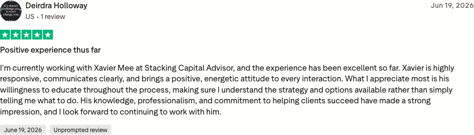 Verified Trustpilot review