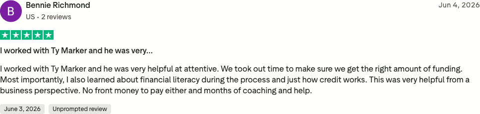 Verified Trustpilot review