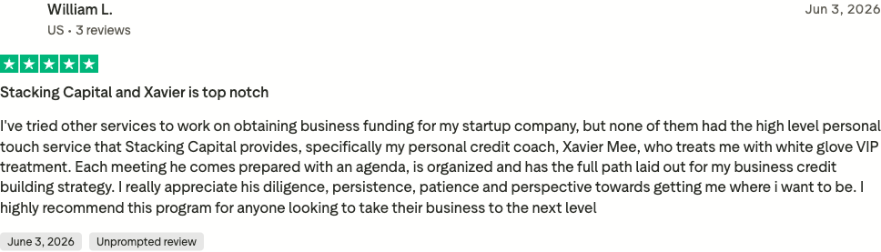 Verified Trustpilot review