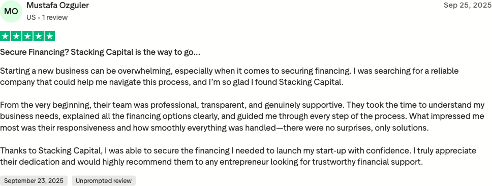 Verified Trustpilot review