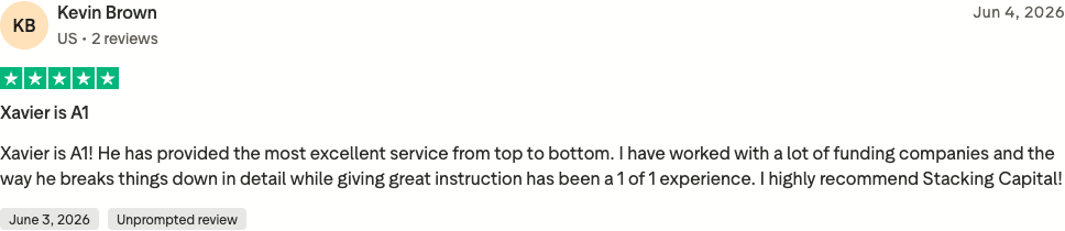 Verified Trustpilot review