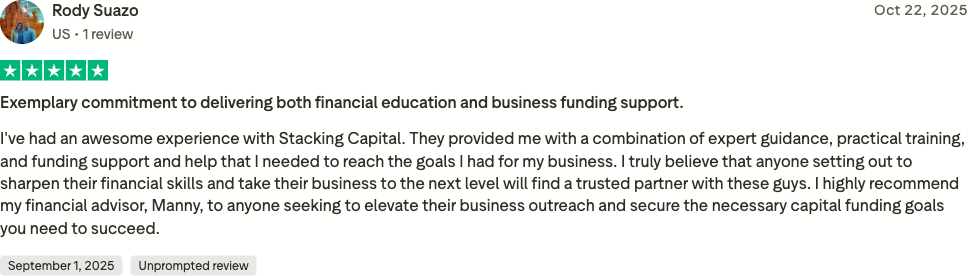 Verified Trustpilot review