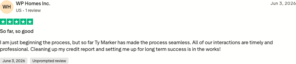 Verified Trustpilot review