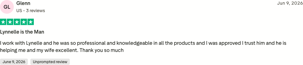 Verified Trustpilot review