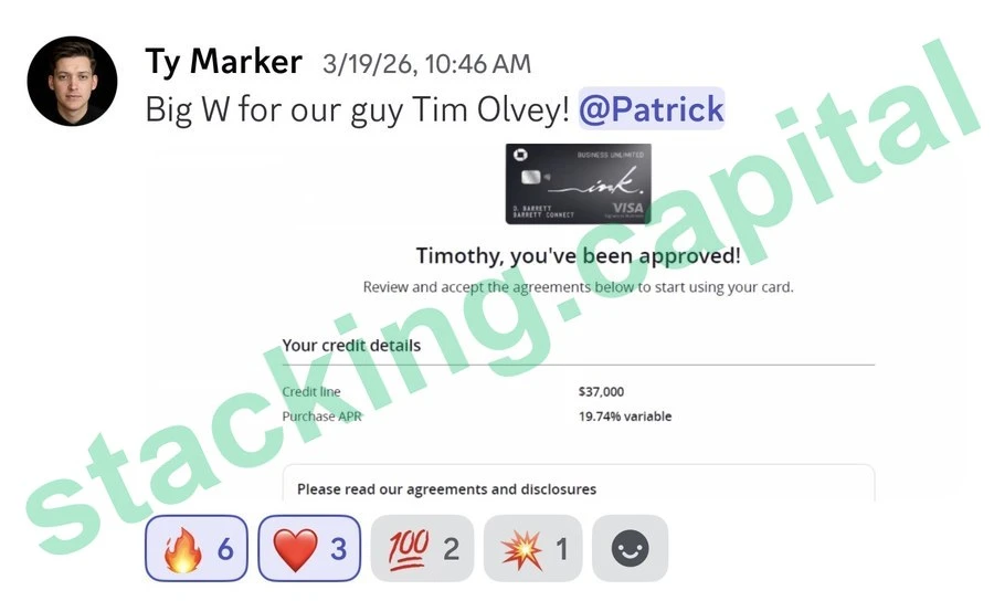 Timothy approved, $37,000 credit line