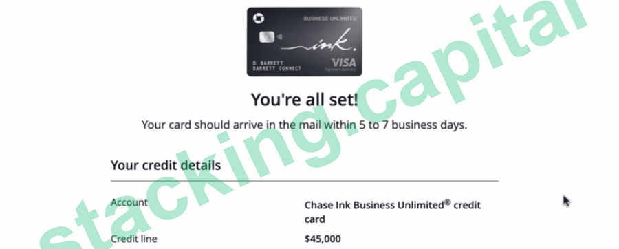 Chase Ink Business Unlimited, $45,000 credit line