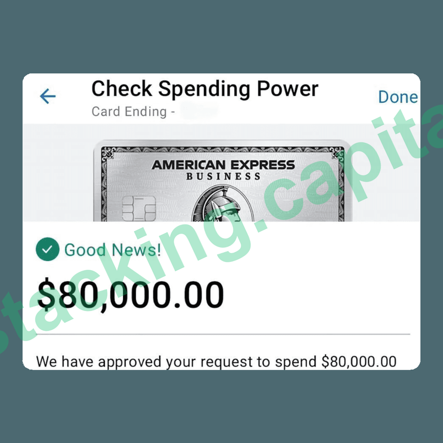 American Express $80,000 spending power approved