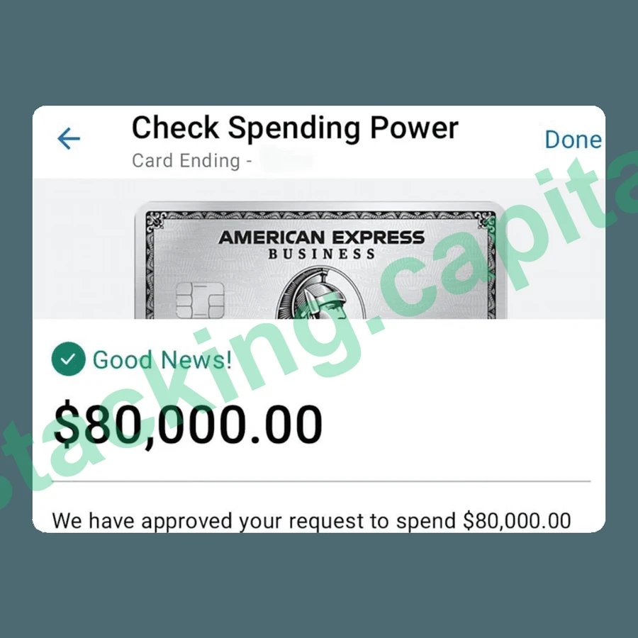 American Express $80,000 spending power approved