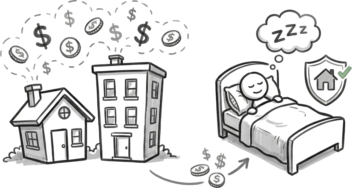 Doodle: rental properties generating income while the owner sleeps, their own home protected by a shield
