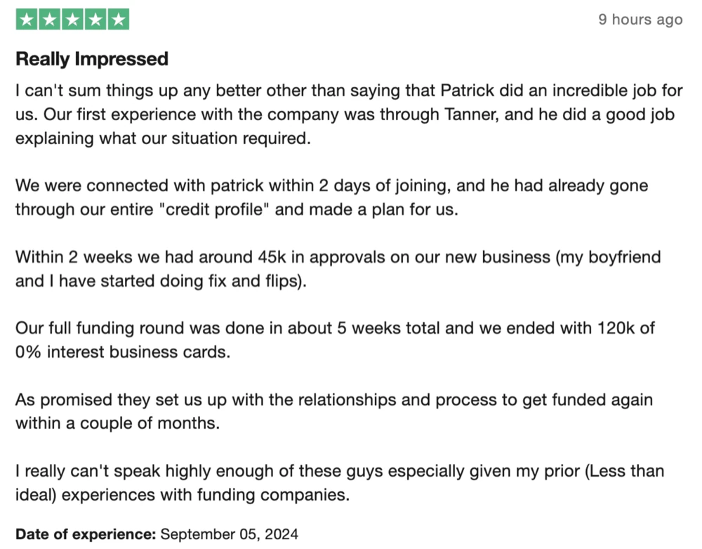 Trustpilot review, five stars: Really Impressed
